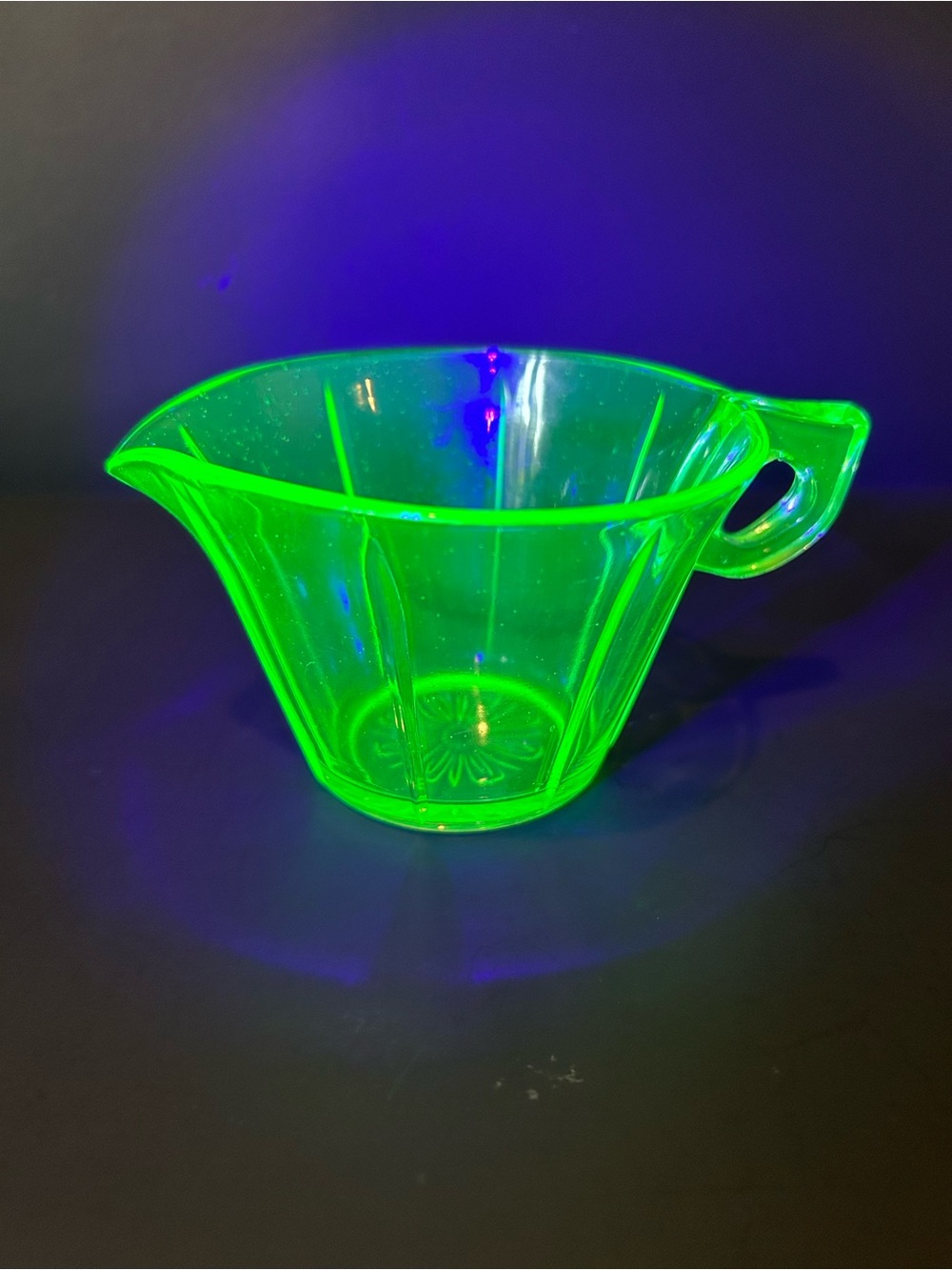 Uranium Green Depression Glass Creamer